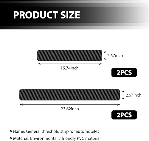 Miniatura 2 de UGSHY 4 protectores de borde de puerta modificados para automóvil, 2 tiras de fibra de carbono de 23.6 pulgadas, 2 protectores de borde de puerta de