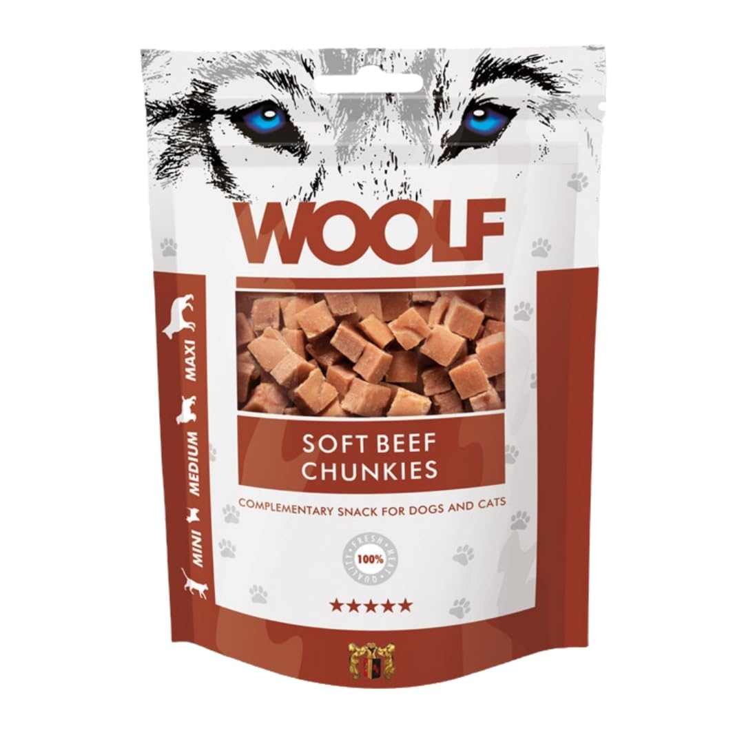Pack économique 10 x 100 g - Woolf Bouchées de boeuf - Récompenses naturelles pour chiens