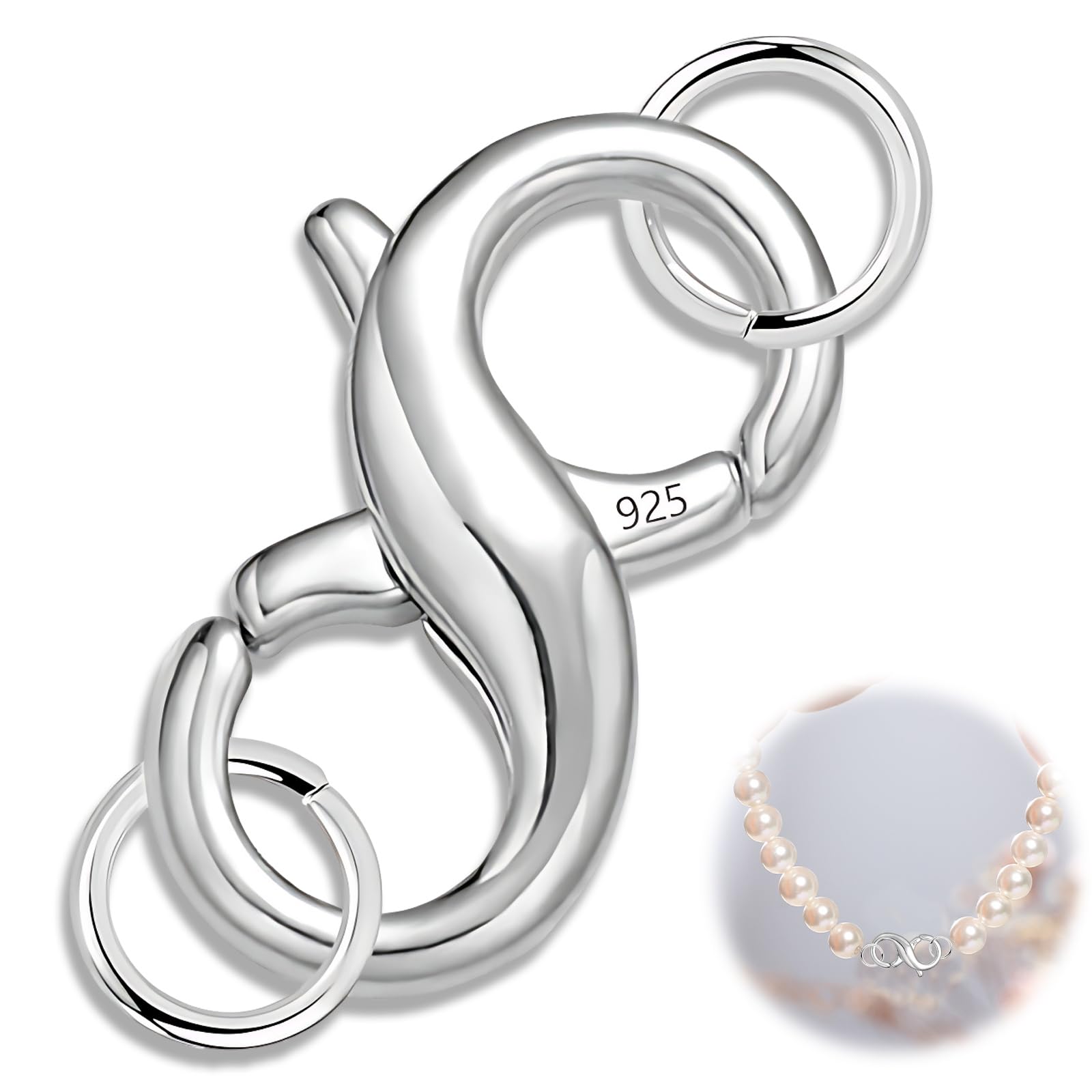 Sterling Silver Lobster Clasp,925 Sterling Silver Double Lobster Clasp,Lobster Clasp,Extender Double Claw Connector Silver Bracelet Extension Clasps,925 Sterling Silver Jewelry Making Supplies