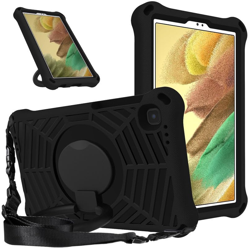 For Galaxy Tab A7 Lite Kids Case 10.5-Inch 8.7-Inch, Spider Web Pattern EVA Foam, with Ring Handle Stand & Shoulder Strap Tablet Case For Samsung Galaxy Tab A7 Lite SM-T220 /SM-T225, Black