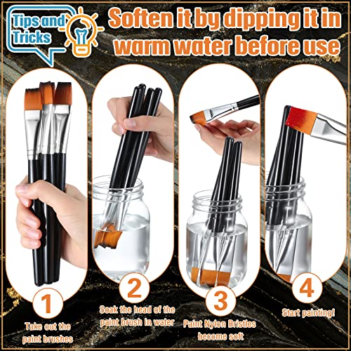 10 Pieces 3/4 Inch Flat Paint Brushes Acrylic Paint Brush Artist Craft Paint Brushes Watercolor Small Brush Bulk Painting Brush Art Detail Oil Brush For Kid Adult(Black,8.1 X 0.9 X 3/4 Inch) #TOP3