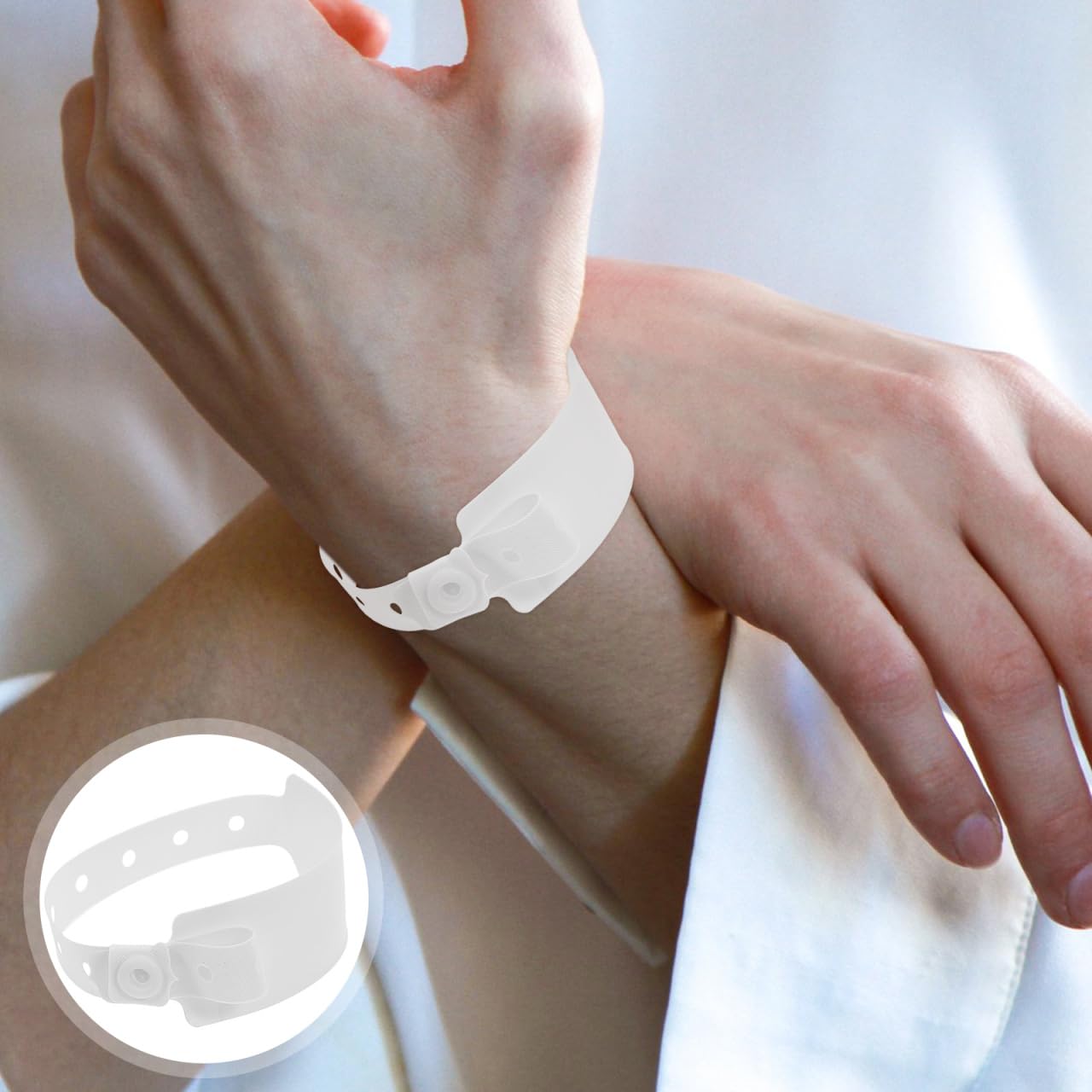 Lot De 100 Bracelets D'Identification Médicale Pour Hôpital Bracelets D'Information Blancs Jetables Résistants À L'Eau Avec Boucle Sécurisée Pour Suivi Et Enregistrement