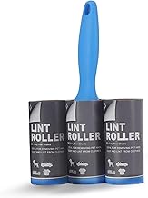 FLYNGO Sticky Lint Remover for Clothes, 270 Sheets Reusable Easy-Tear Pet Hair Remover Lint Roller Brush for Woolen Clothes, Sofa, Furniture, Sweater, Dust & Dirt - 3 Rolls 90 Sheets Each (Blue)