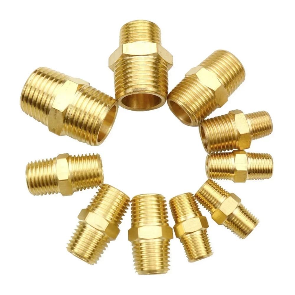 AARTERZZA 1/8" 1/4" 3/8" 1/2" 3/4" 1" BSPT NPT Male Hex Nipple Reducer Brass Pipe Fitting Connector Adapter Water Gas Propane Home Garden 1pc(3l8 BSPT to 3l8 BSPT)