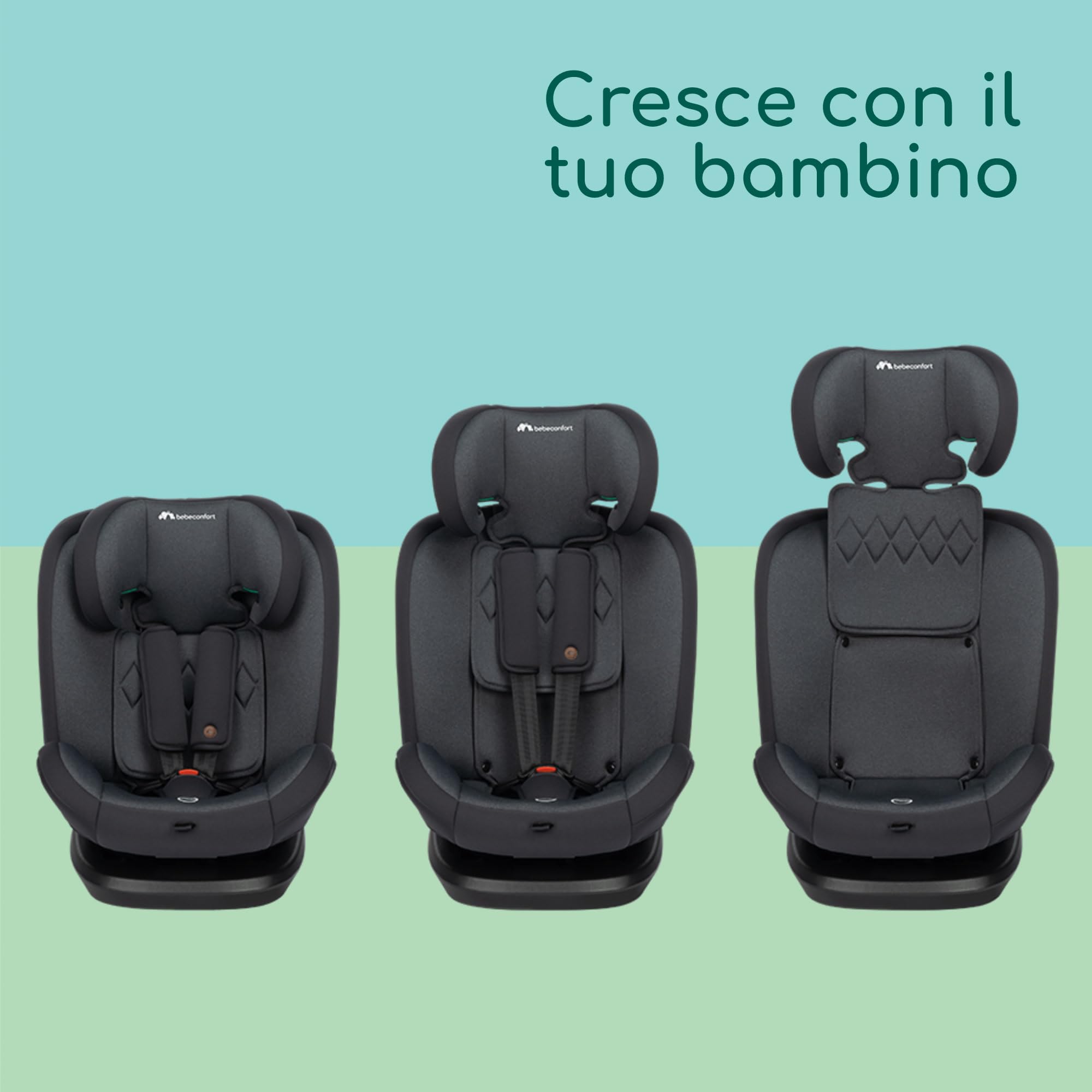 Bebeconfort Ever Fix i-Size Seggiolino Auto 15-36 kg Isofix Gruppo 123 per Bambini dai 15 Mesi ai 12 Anni, Reclinabile 4 posizioni, Protezioni laterali, Tinted Black