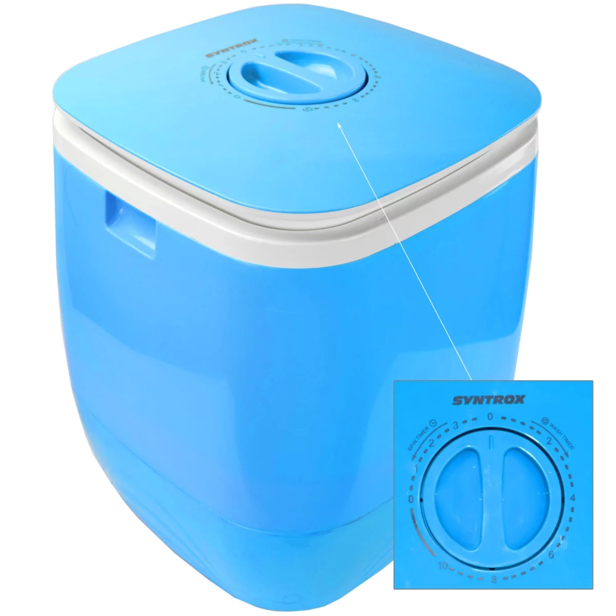 Syntrox Germany Miniwaschmaschine, geräuscharmer Betrieb, Gewicht: ca. 5,5 kg, Schleudern bei 280 U/Min, Campingwaschmaschine, Energiesparend, Platzsparend (Blau)