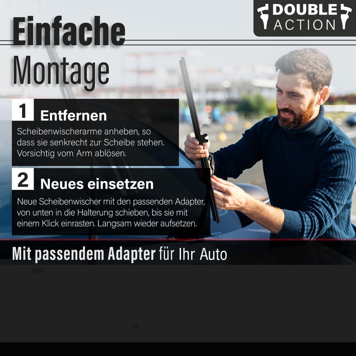 Wipers-Shop Scheibenwischer Double Action - Länge: 600/400mm - Set für Frontscheibe - WD307
