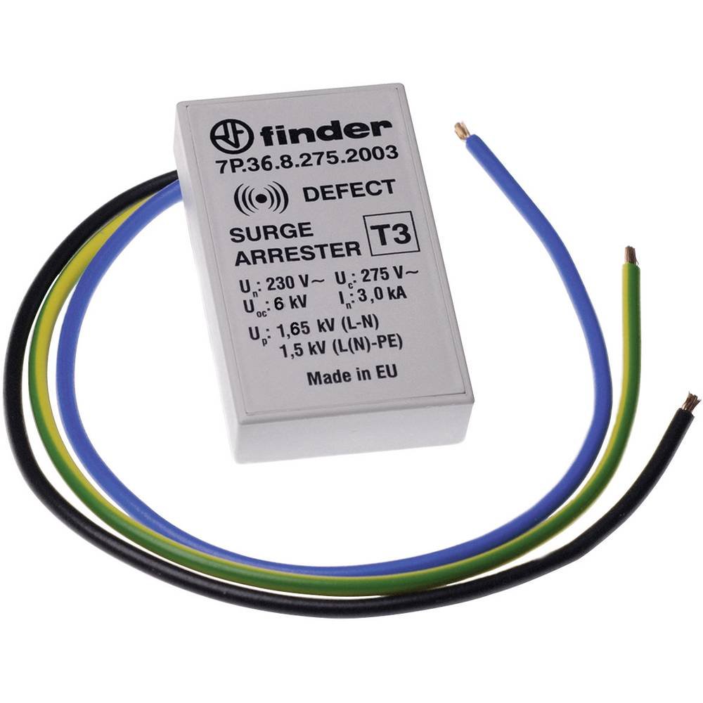 Finder 7P3682752003 Série 7P Chargeur de surtension, signalisation acoustique en cas de panne, AC 50/60 Hz, Décharge de surtensi