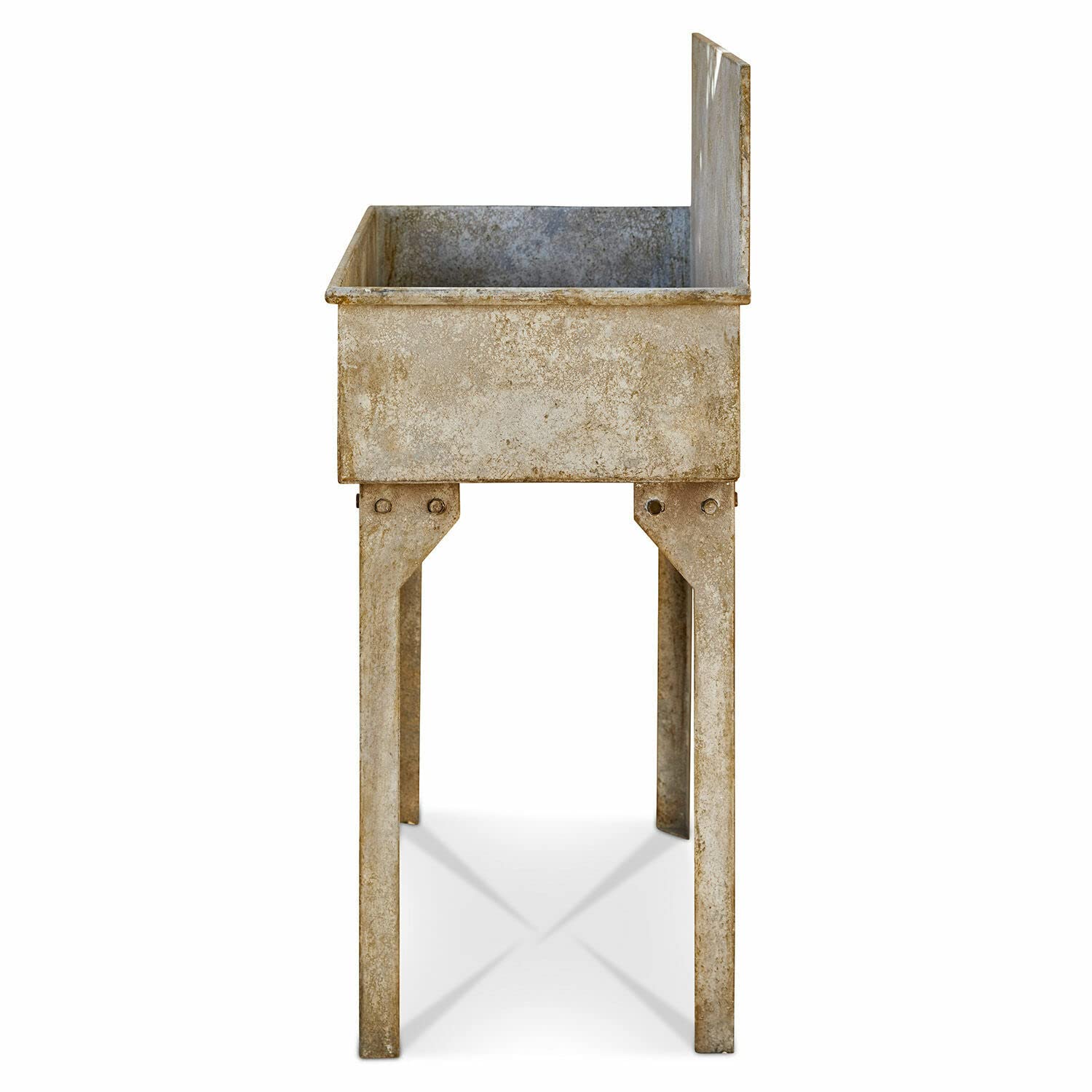 LOBERON Lison Évier extérieur - Magnifique finition vieillie réalisée à la main - Fabrication entièrement en métal, gris vieilli