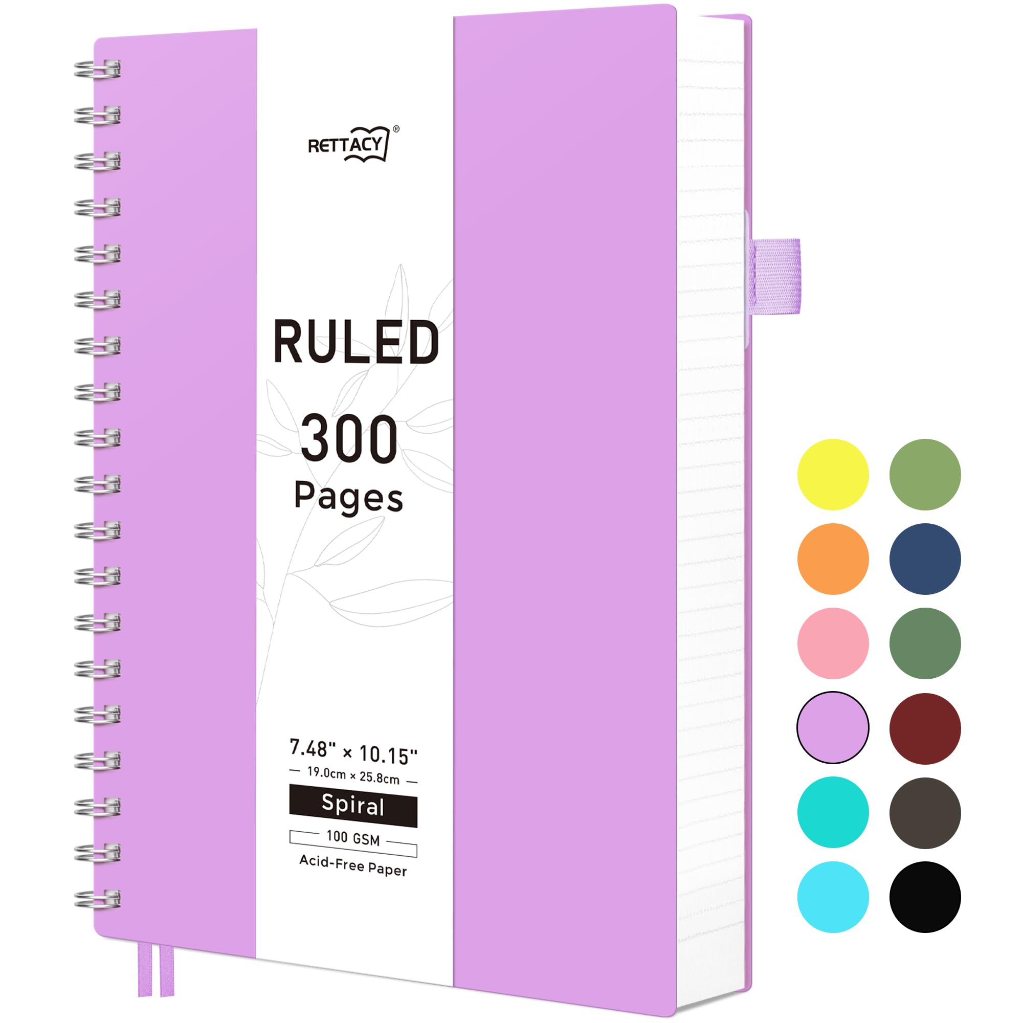 B5 Wirebound Notebooks Colorful Spiral Notebooks 150 sheets/300 pages for Writing,100gsm College-Ruled Paper, PVC Hardcover, for Women Men Work Office School,19 x 25 cm - Purple