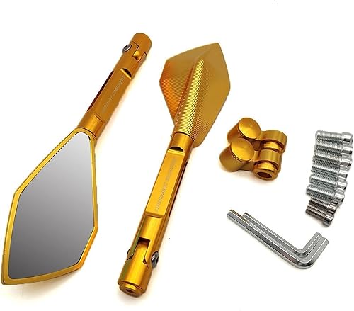 WXSM for Y-amaha MT125 MT01 MT03 MT25 YBR125 YZFR15 XT660 TMAX500 Universal Motorcycle Rearview Mirror Side Mirrors (Color Gold)
