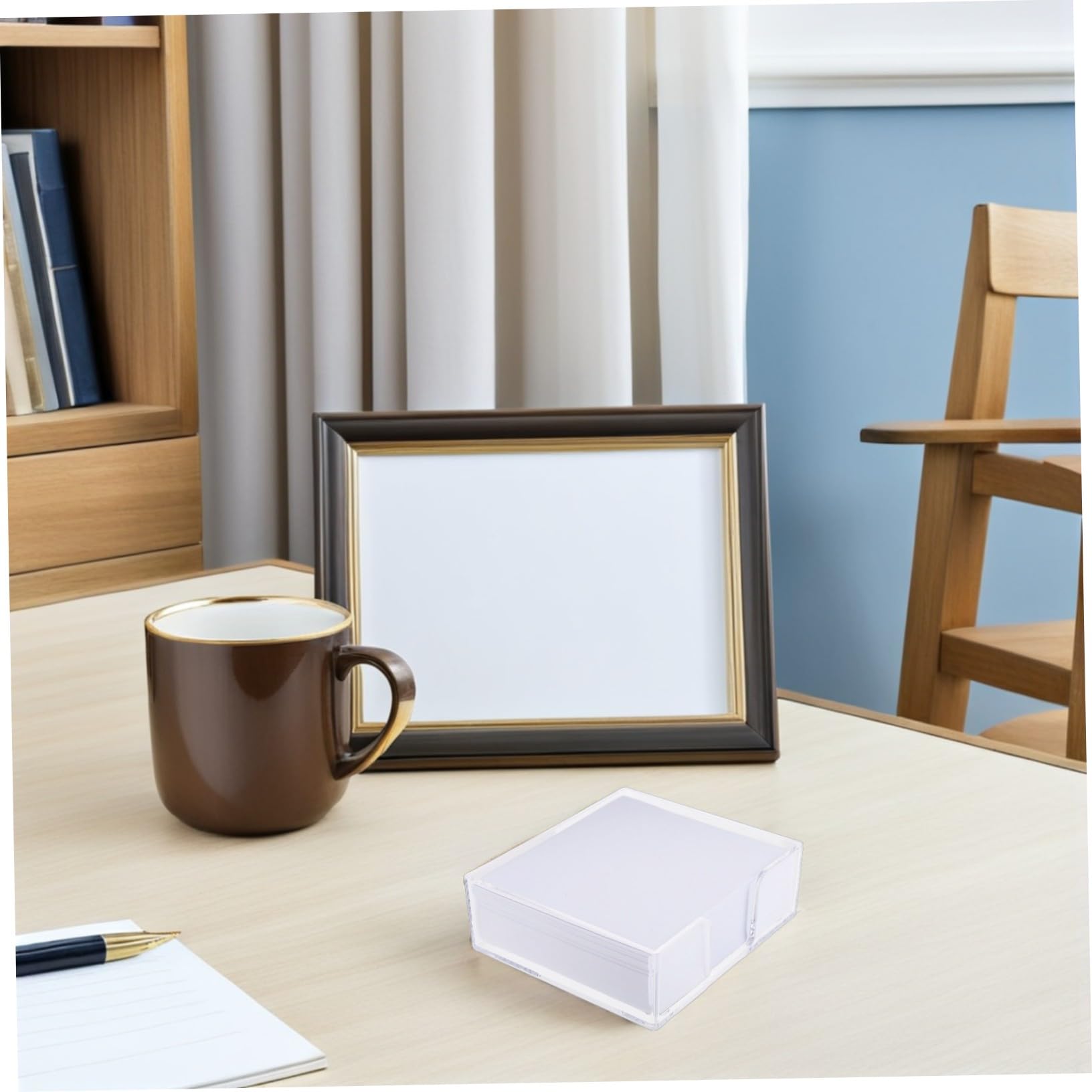 Homoyoyo Bloc-notes Cube Transparent Non Adhésives Papier Mémo pour Bureau et Maison Boîte Pratique avec Mécanisme Coulissant pour Prise Rapide et Organisation Facile