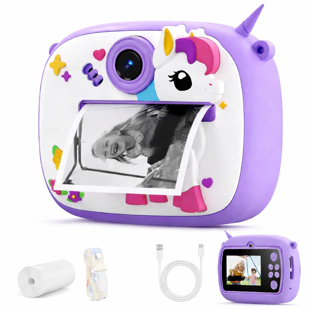 Kids Instant Print Camera – Mini Digital HD Photo & Video Camcorder with Games | Fun Learning Toy for Boys & Girls Ages 4-18 | Includes 2 Print Rolls – Ideal Gift for Kids-image-48