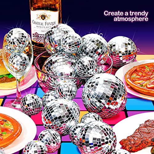image for Sumind 35 Pcs Hanging Mirror Disco Balls Ornaments Silver Mini Disco B