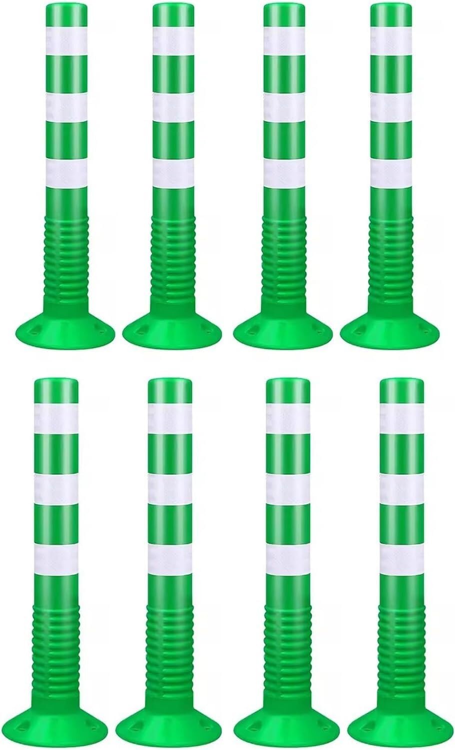 GTHTUHFD Traffic Cone Safety Barrier Reflective Parking Cones, 30In Traffic Delineator Safety Post For Parks/Garden Pathways/Streets, Commercial Flexible Caution Cones Bollar,Green-8 Pack
