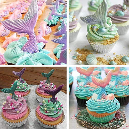 Image of Sakolla 16 Cavity Mermaid Tails Silicone Molds, Mermaid Molds for Chocolate, Fondant, Cake Decoration, Cupcake Toppers, Resin, Soap, Candy, Gumpaste