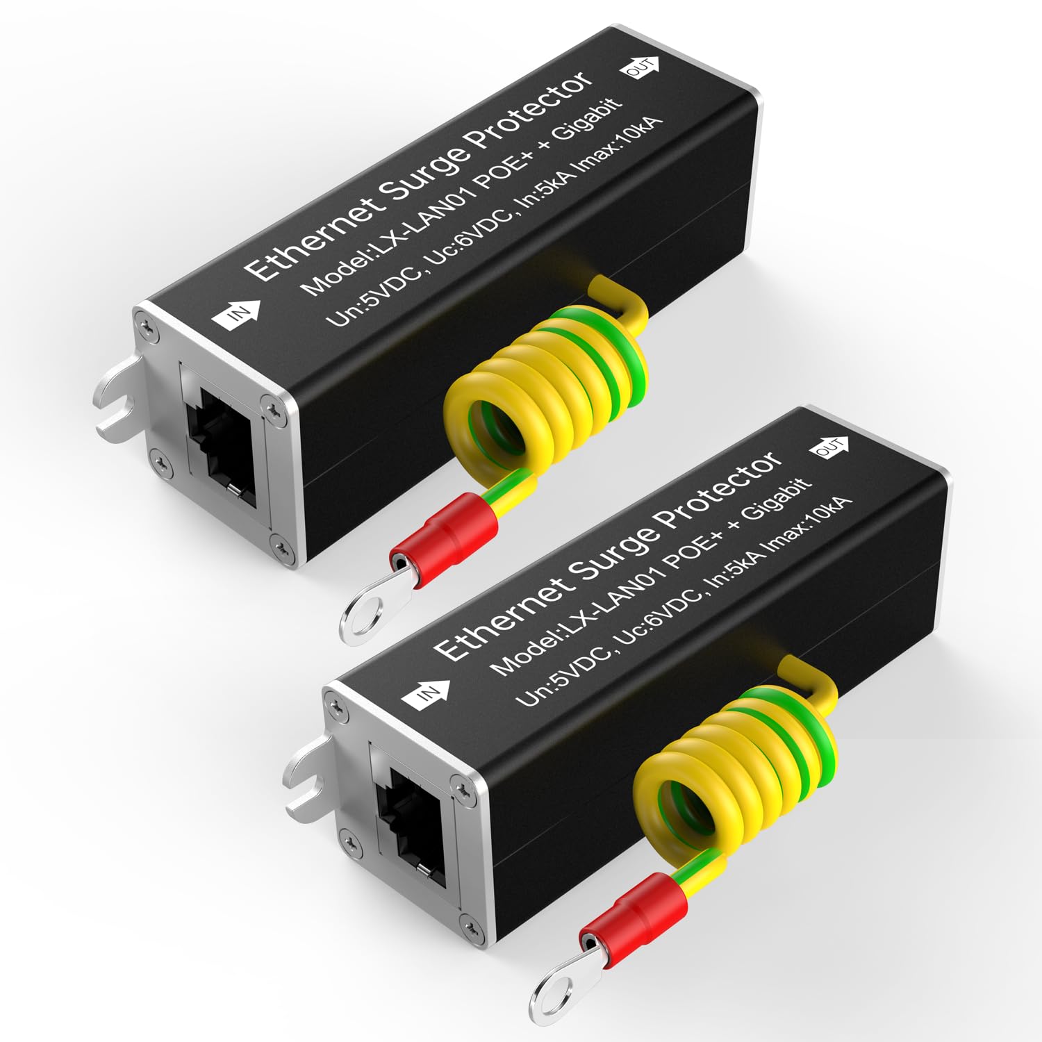 2PCS Gigabit PoE++ 154W/3.2A -Mounting Flange Ethernet Surge Protector Gas Discharge Tube Metal Shielded RJ45 Lightning Suppressor LAN Network CAT5/CAT6 Thunder Arrestor 1000 Mbps-image-34