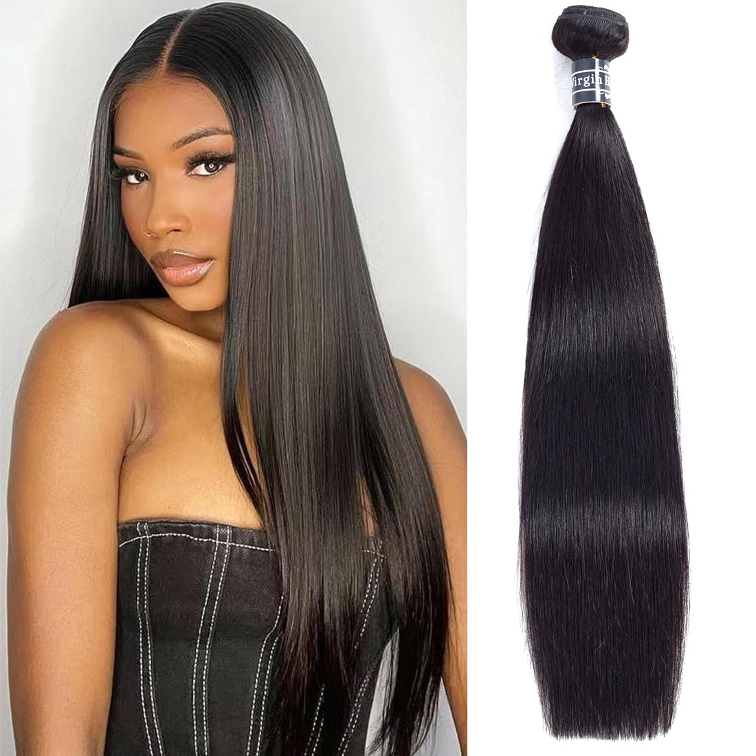 Amella Hair 8A Brazilian Virgin Hair Straight 100% Unprocessed Virgin Brazilian Human Hair Weave One Bundles Natural Black Remy Hair 18inch