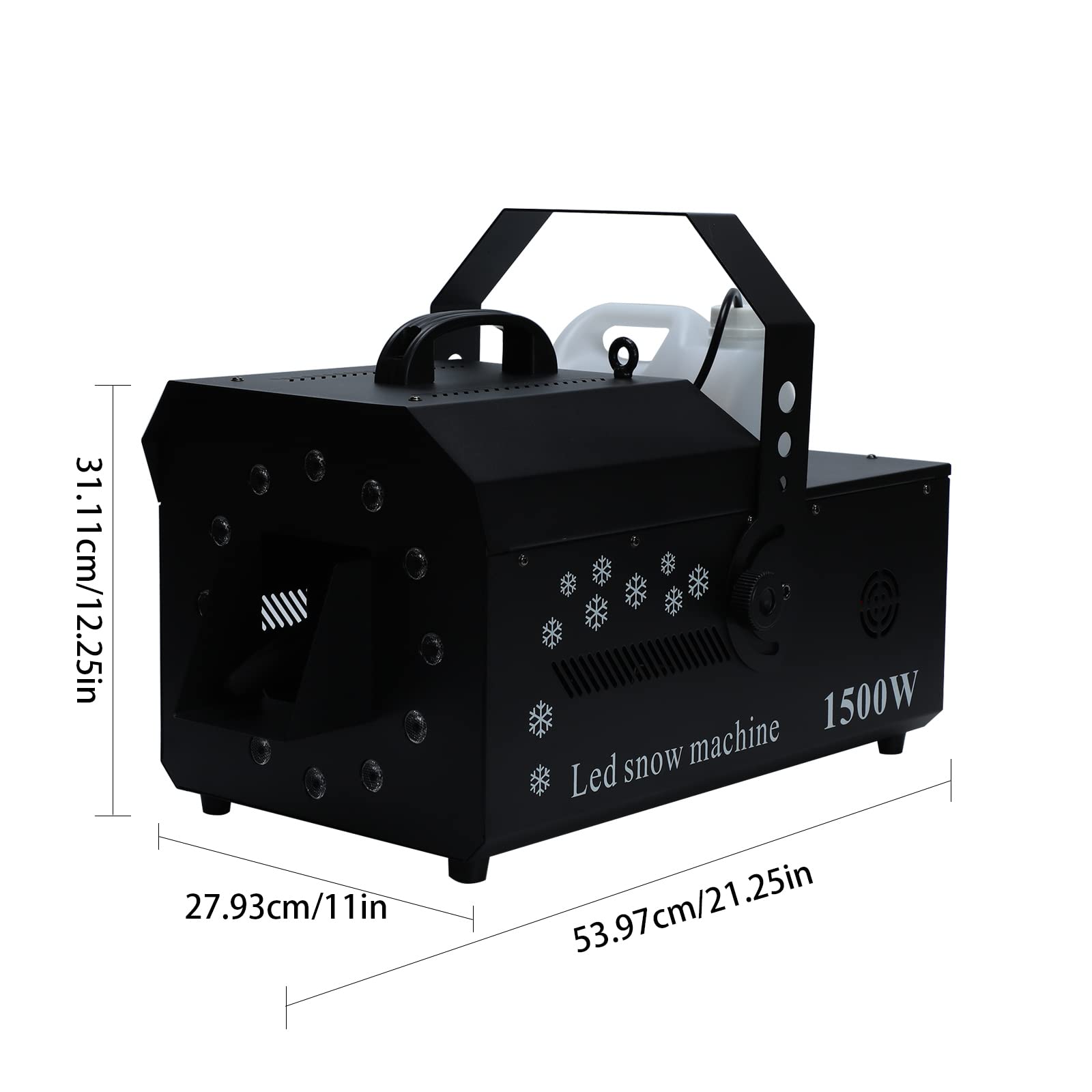 1500W 3-in-1 Snow Machine Professional Snowflake Making with Remote Control, Snow Making Machine with LCD Display for Bar Party Birthday Wedding Stage, 21.65 * 11.81 * 11.81in