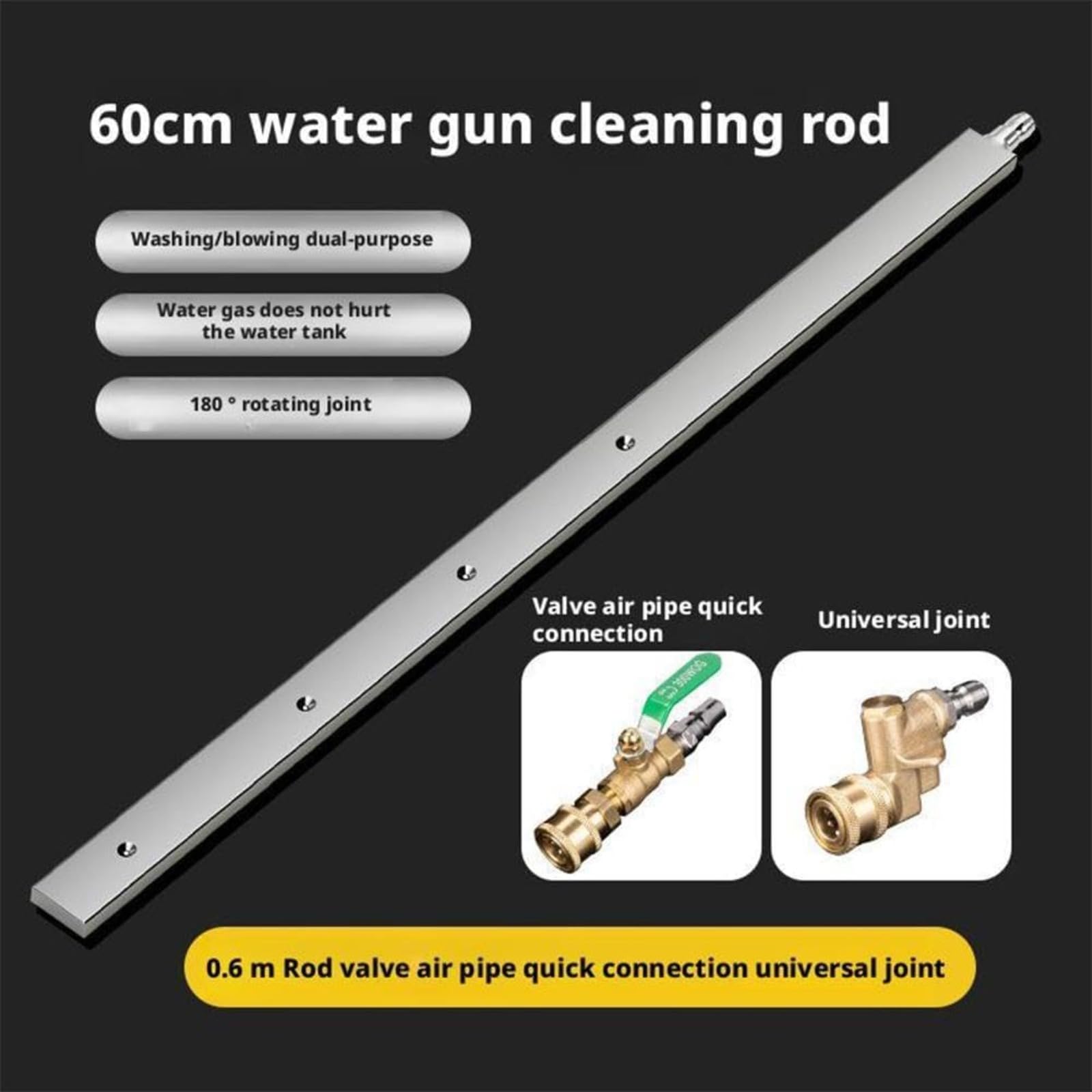 Bacchetta portatile per la pulizia del radiatore dell'auto, strumento per il lavaggio del serbatoio dell'acqua dell'auto, lancia per idropulitrice, ugello piatto, asta da 60 cm, non necessita di smont