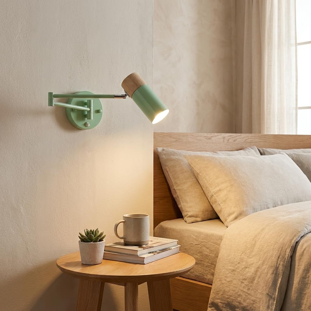 Aplique de pared extensible verde con interruptor integrado y casquillo E27 Alpinaluz 8