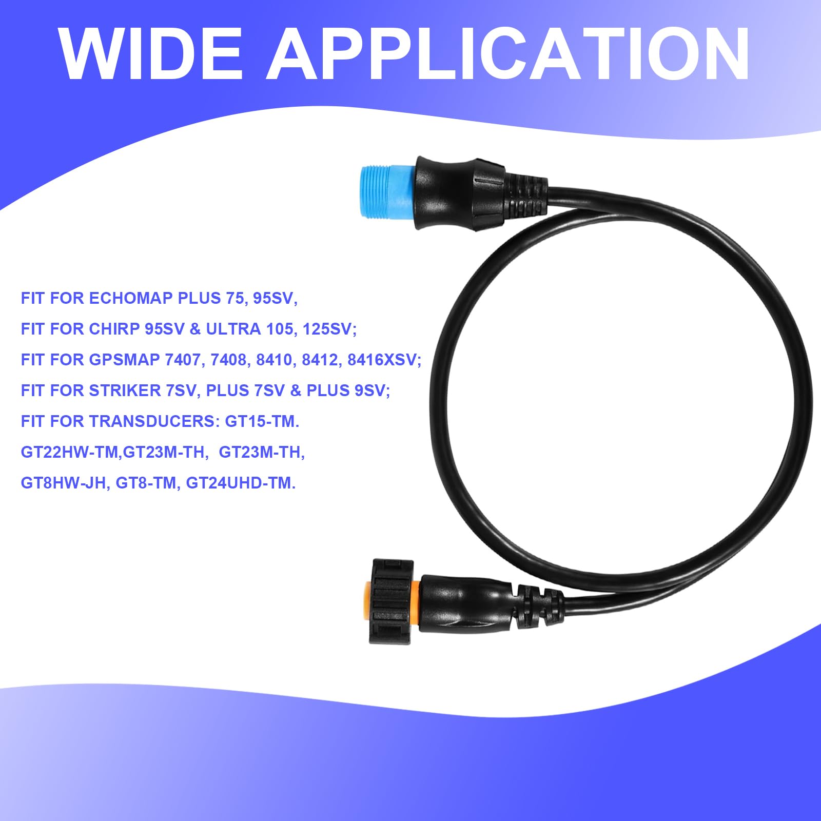 YMT Adaptateur 0101212210, transducteur 8 broches vers sondeur 12 broches pour Garmin AIRMAR, ECHOMAP Chrip, ECHOMAP UHD/Ultra, pour transducteur Striker et Fish Finder