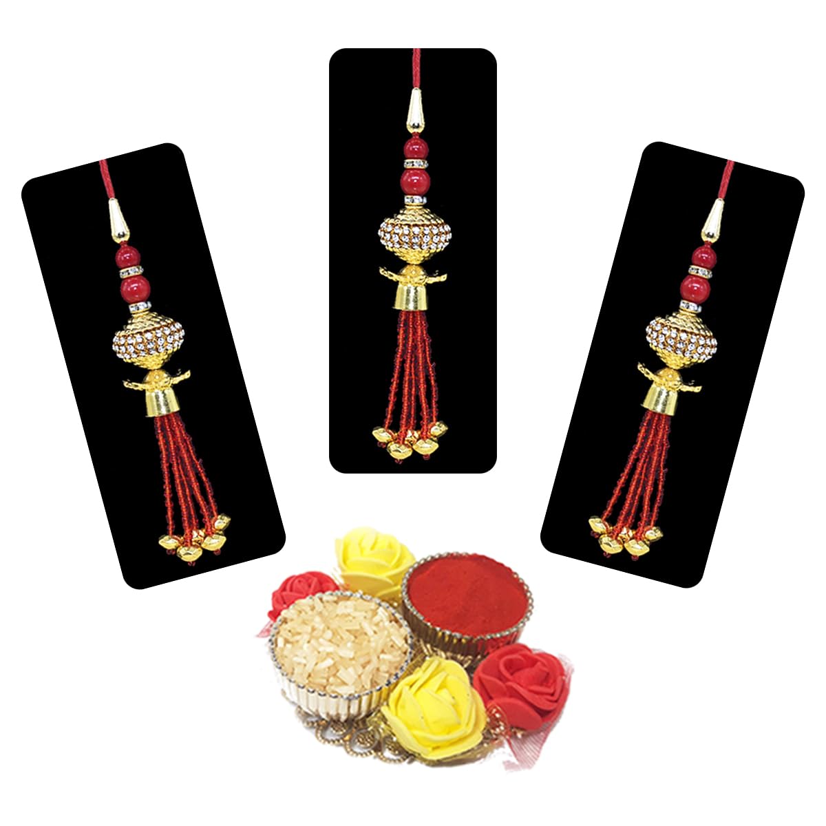 Saugat Traders Handmade Lumba Rakhi for Bhabhi Set of 3 - Designer Chopra with Roli Chawal - Exclusive Rakhi - Beads Rakhi for Bhabhi (Design 3), 250 grams (B0C7W5HXZS) Amazon Price History, Amazon Price Tracker