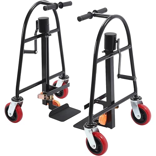 Manual Furniture Mover (Set of 2), 1300lbs Load Capacity Furniture Handling Tool, Heavy Duty Moving Tool Set with 4 Wheels Straps and 11.8''Lift Height for Sofa Bed Table Office Use(Black)