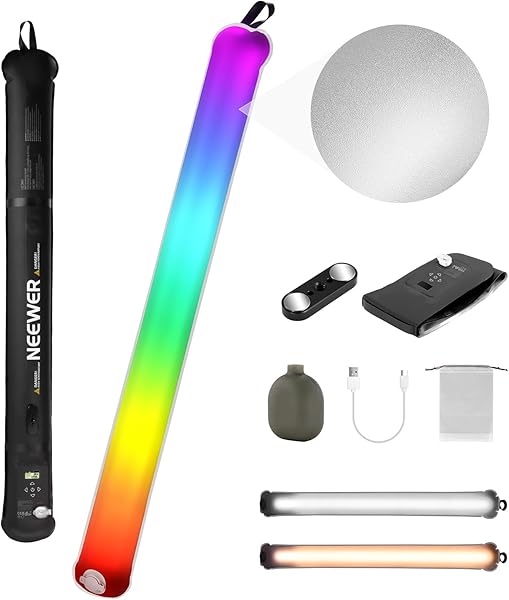 NEEWER BASICS 30W Handheld RGB Leuchtstab 35,5"/90cm, tragbare aufblasbare TPU Beleuchtung 5000mAh Typ C 45W in/30W Out, 3000Lux 17 Effekte 2700-6500K CRI95 für Studiofotografie Videoaufnahmen, GC30C