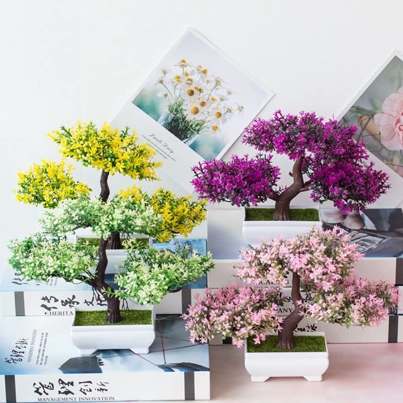 偽の植物 人工プラスチック植物盆栽小さなツリーポット偽植物鉢植え花ホームルームテーブル装飾ガーデンアレンジメント装飾品 屋内用人工植 屋内用人工樹木 新しい中国の人工盆栽禅シミュレーションの緑の植物の花の鉢植えの装飾品リビングルームのデスクトップの玄関偽の植物の装飾  シミュレーションツリー 新中国人工盆栽の木禅フェイク鉢植え赤カエデ松茶室玄関