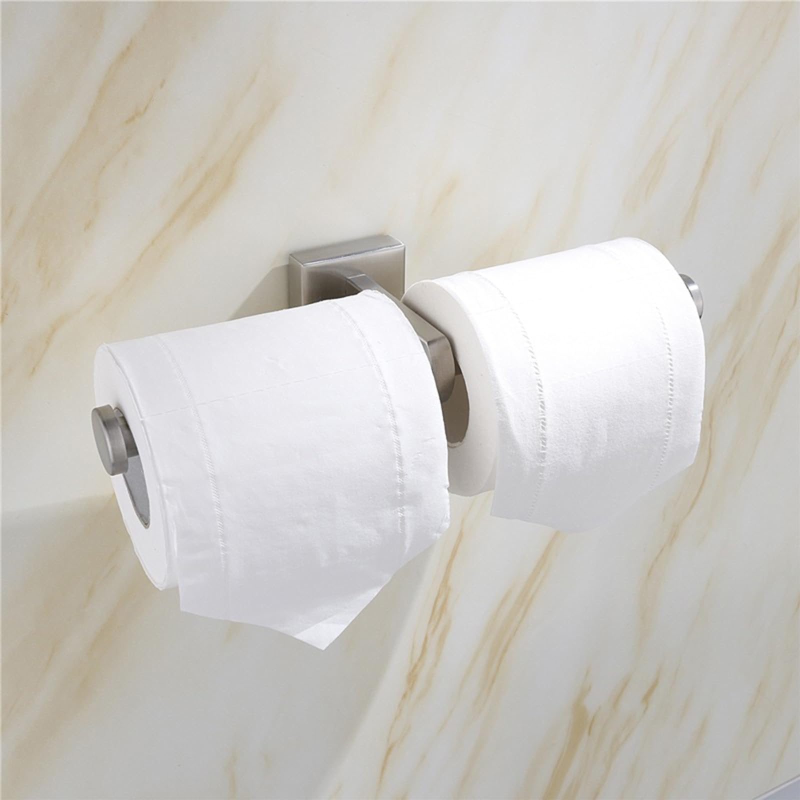CMBSSTFC Soporte de Papel higiénico de Doble Anillo montado en la Pared de Acero Inoxidable para WC, instalación de perforación Negra, Estante de pañuelos, portarrollos de baño