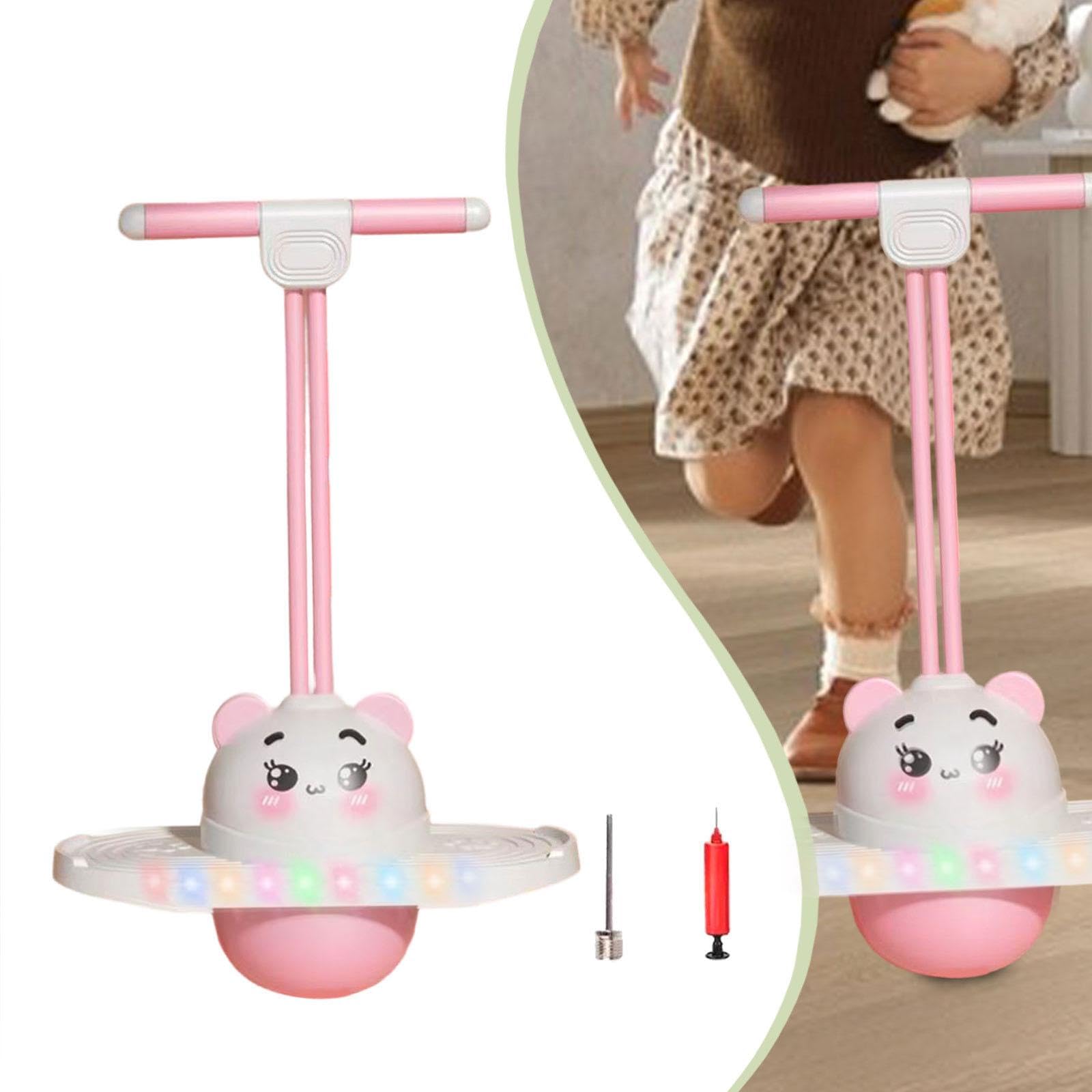 Balle Pogo avec Pompe à Air, Plateau D'équilibre Lumineux, Design Cartoon, Surface Résistante en PP et PVC, Convient Aux Enfants et Aux Adultes, E