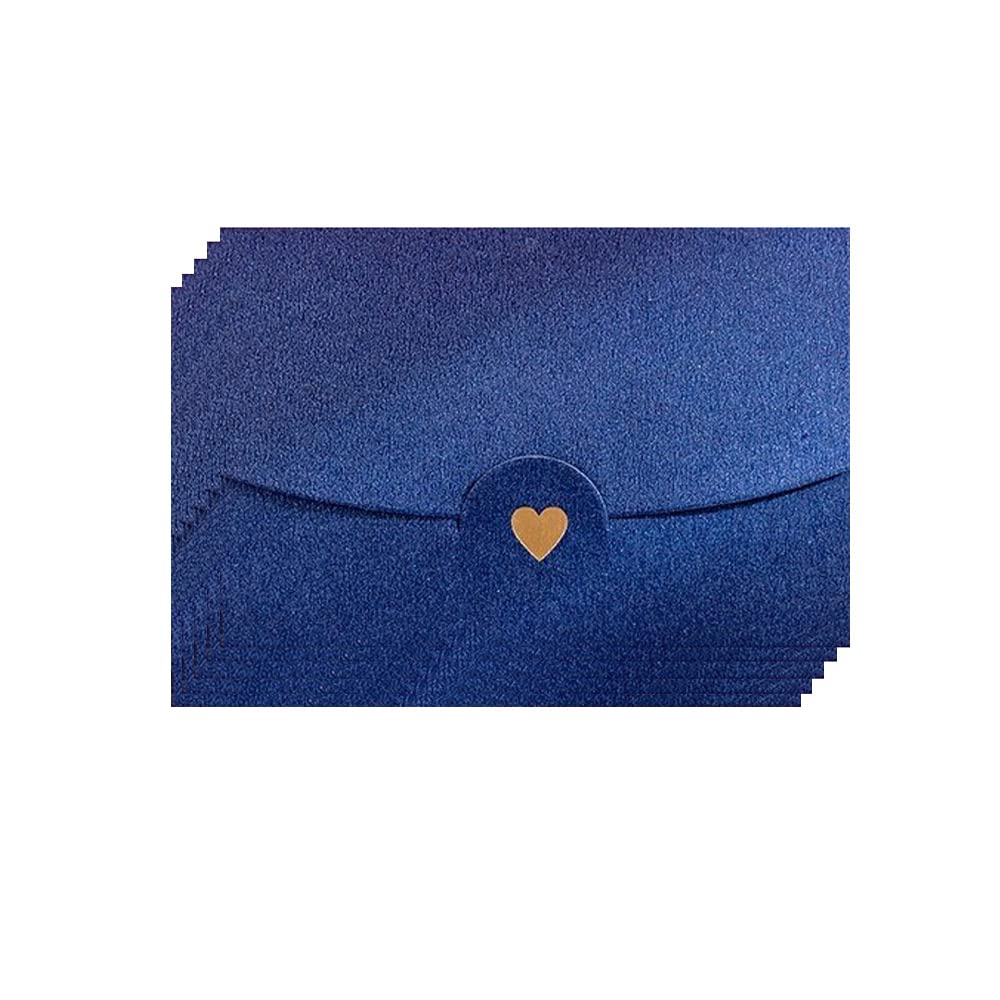 Mini Sobres, 50 Piezas Azul Sobres, Mini Sobres para Tarjetas, con Cierre De Corazón, para Invitaciones, Boda, Tarjetas De Regalo De Bricolaje, Día De San Valentín De Navidad (Azul)