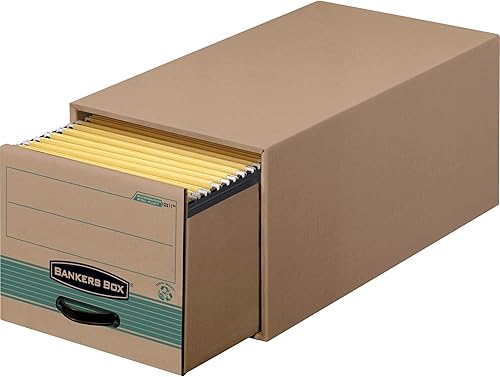 Banker's Box - Paquete de 6 archivadores STORDRAWER STEEL PLUS 100% reciclado extra que ahorra espacio, apila 5 alturas, carta, kraftverde