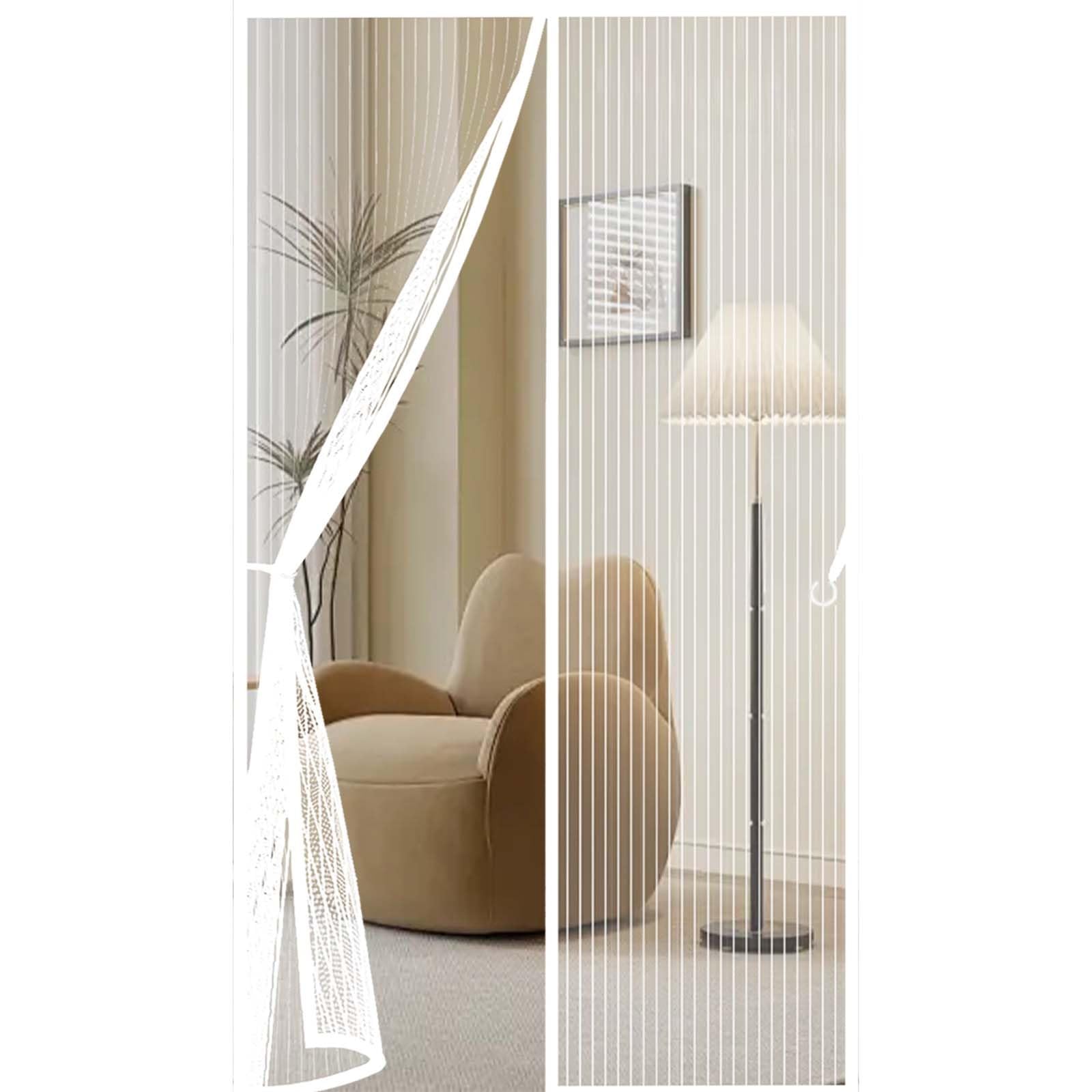 Fly Curtains 124 x 192 cm Durable, Keeps Bugs Out, Kid and Pet Friendly Mosquito Proof Door Curtains Lets Fresh Air in, Hundreds of Sizes, White
