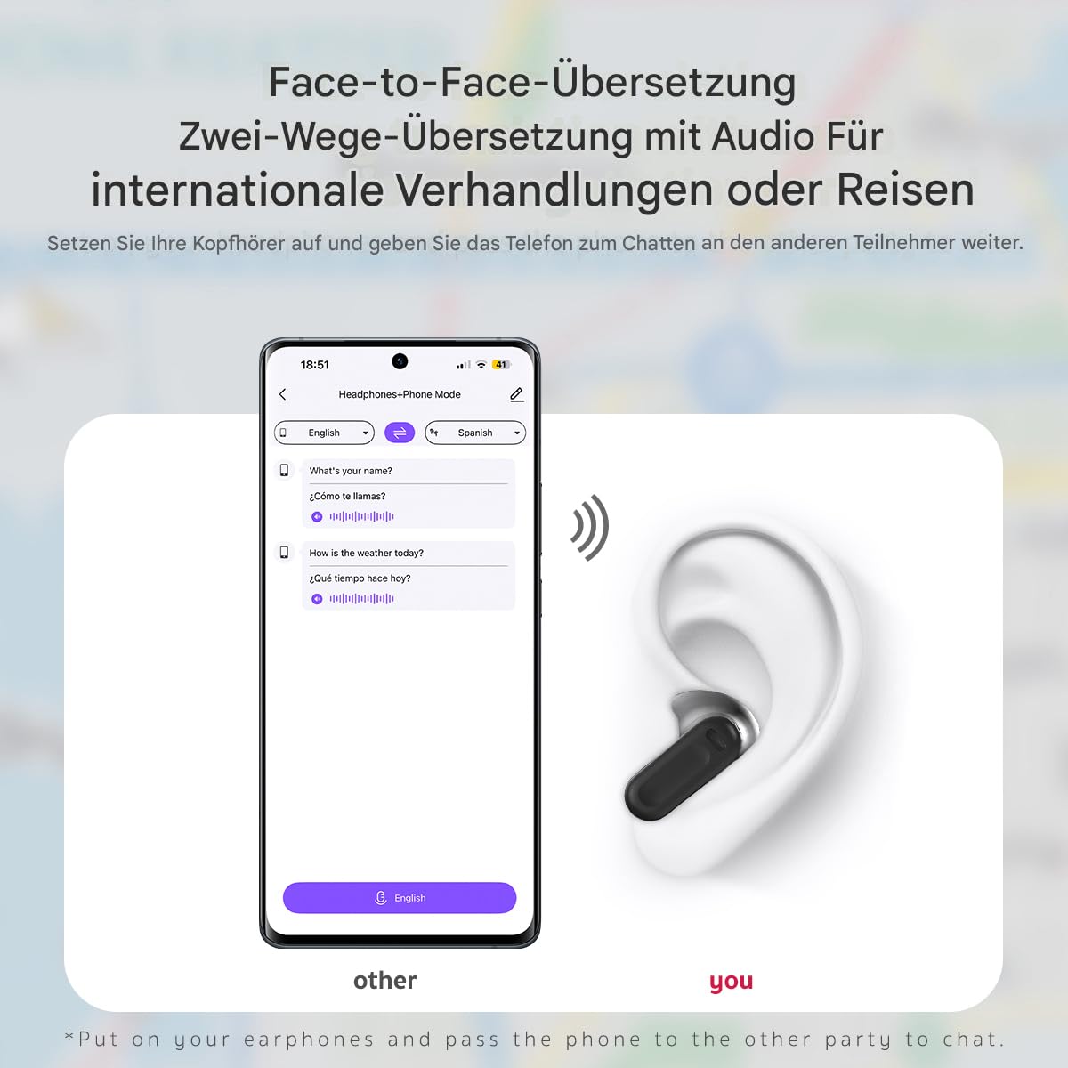 NE20 KI Übersetzer Kopfhörer, 165 Sprachen Übersetzungskopfhörer mit 7 Übersetzungsmodi, Bluetooth 6.0 Ohrhörer mit HiFi-Klang & Touchscreen, Kopfhörer für Reisen, Meetings und Studium, Weiß