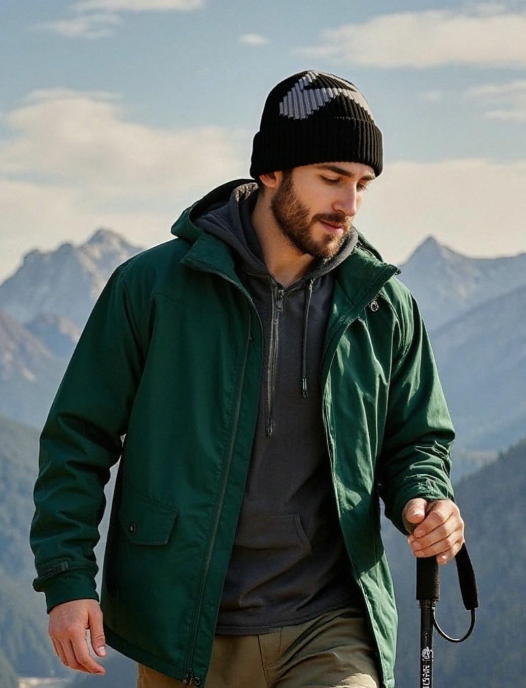 Pioneer Camp Bonnet d'hiver en laine mérinos épaisse pour homme - Pour temps froid - Pour randonnée, ski, escalade - Décontracté - Extérieur
