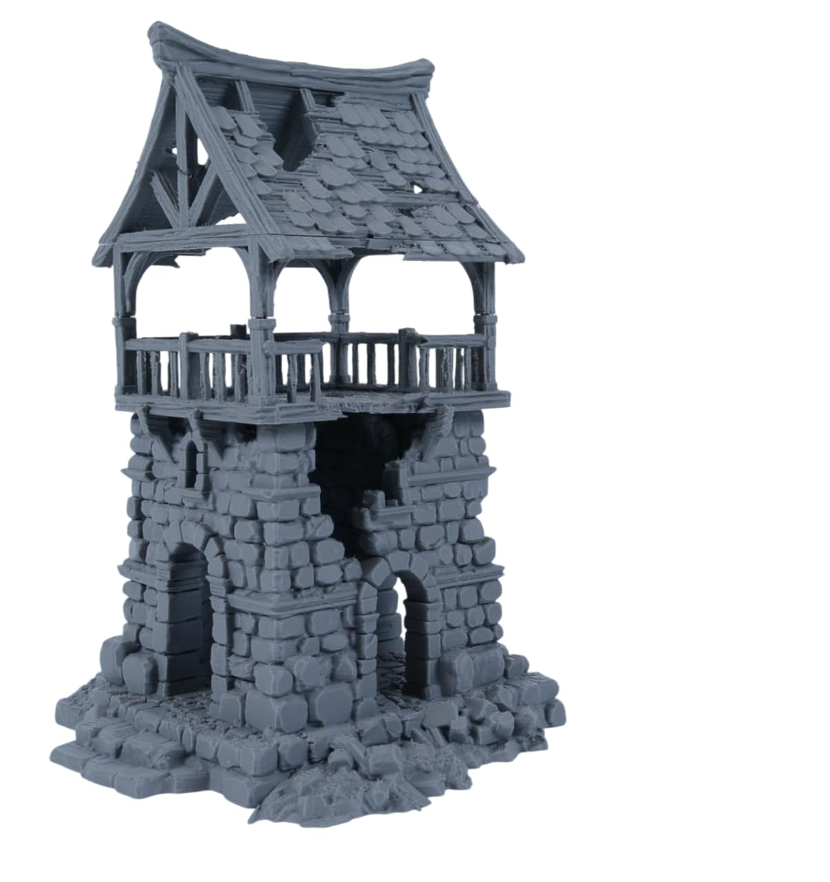 Torre di guardia rovinata – kit di rovine di pietra medievale grigia (fai da te) per dungeon e dragon, pathfinder e wargaming