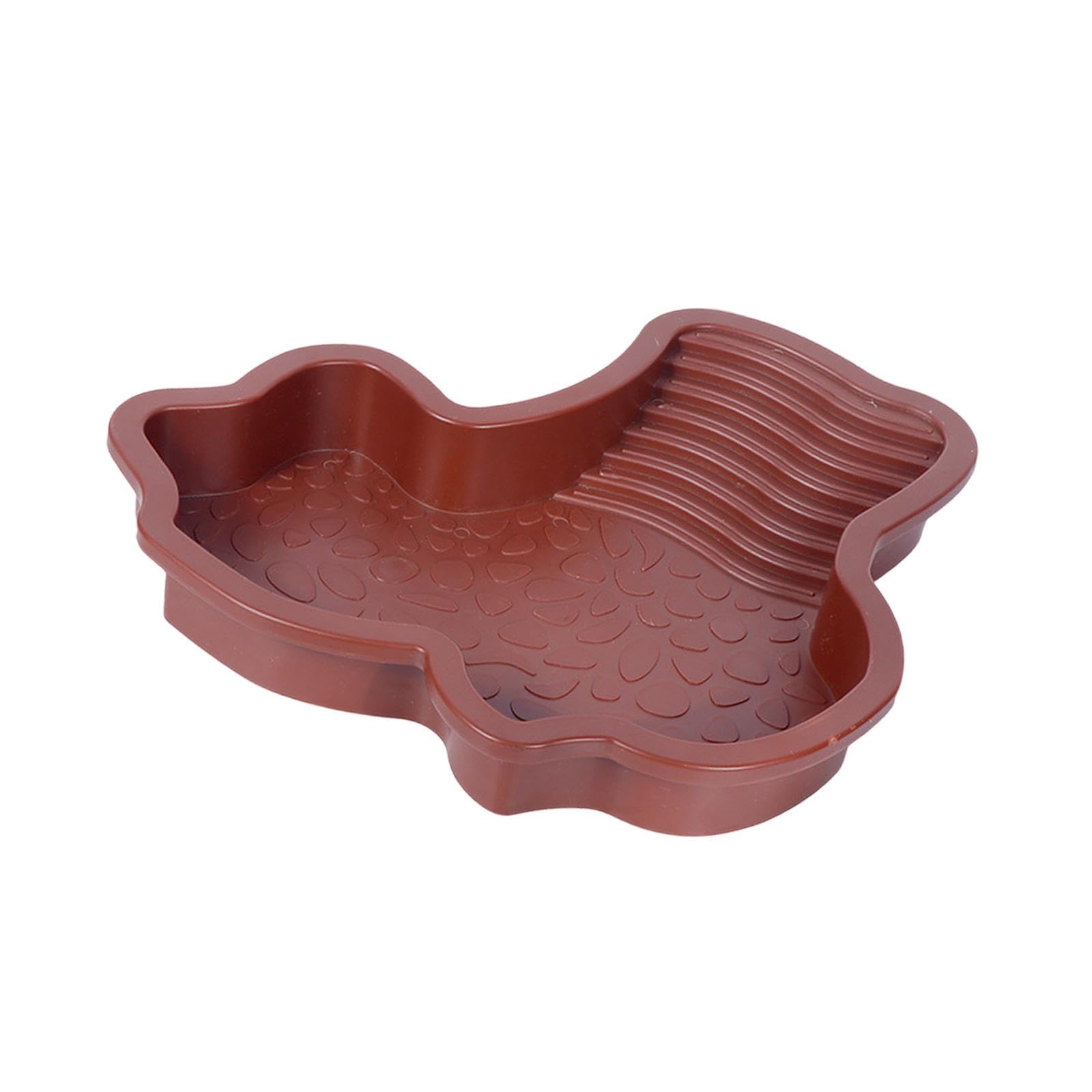 Bothyi Reptile Bathing Pool Turtle Water Dish Aquarium Ornament Habitat Decor Turtle Basin Reptile Water Dish for Pet Supplies Snake, Brown