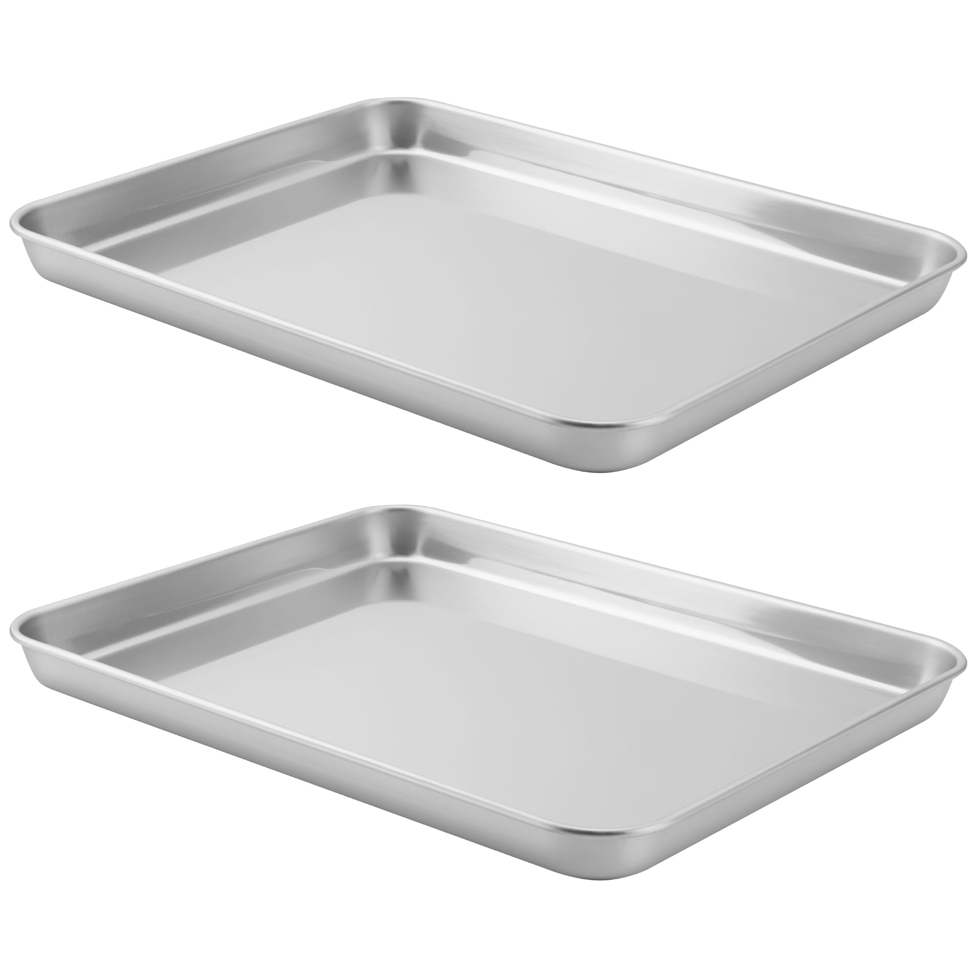 MUKCHAP 2 Pcs Stainless Steel Baking Sheet, 31.5x24.5x2.5 cm Rectangle Oven Tray Pans for Serving, Cookie