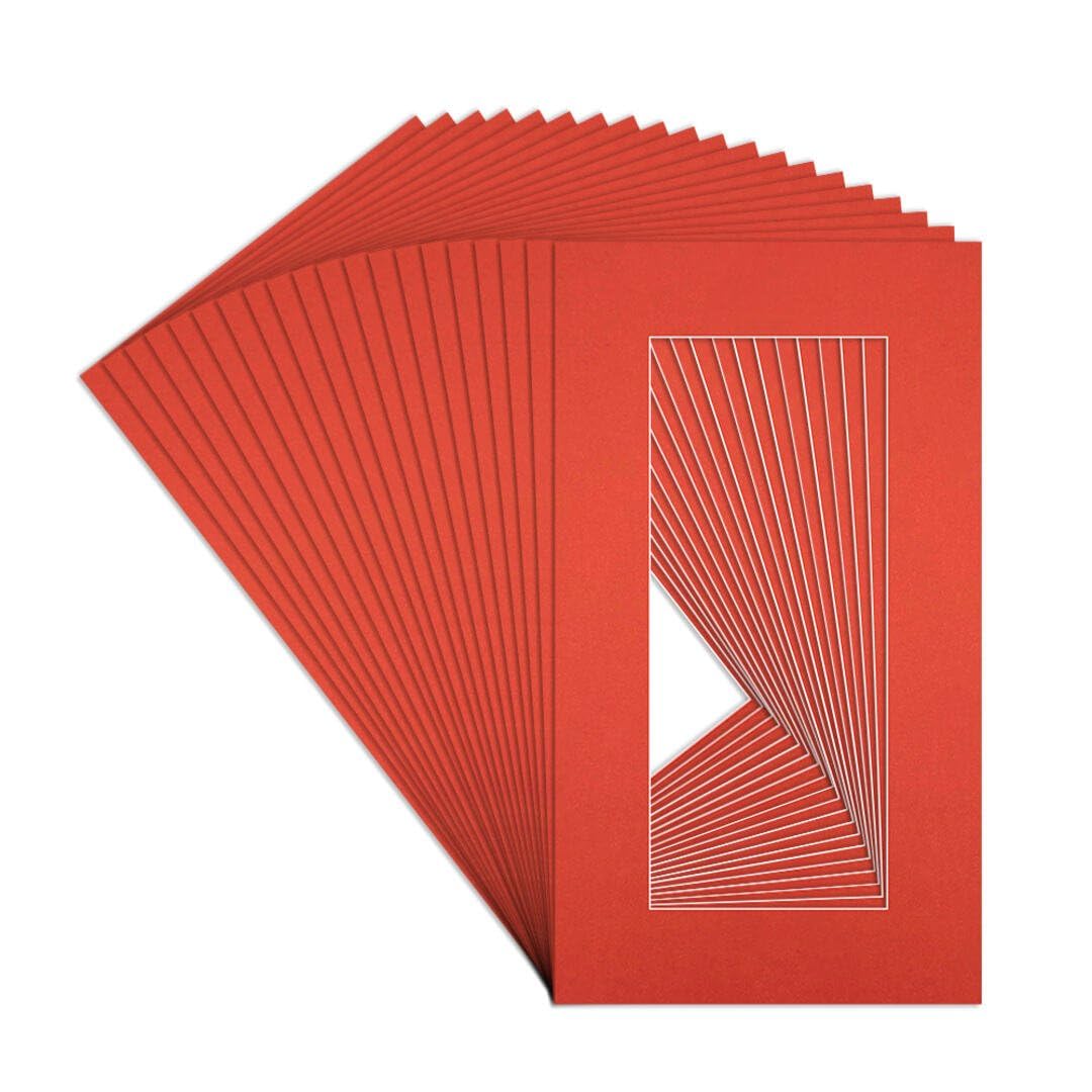 Procut Global 16x9" Poppy Red Picture Mounts to Fit 12x5" Aperture - Precision Cut Cardboard Photo Mount - Ideal for Frames, Prints, Artwork & Certificates - Sizes & Colours Available - 20 Pack — image 1