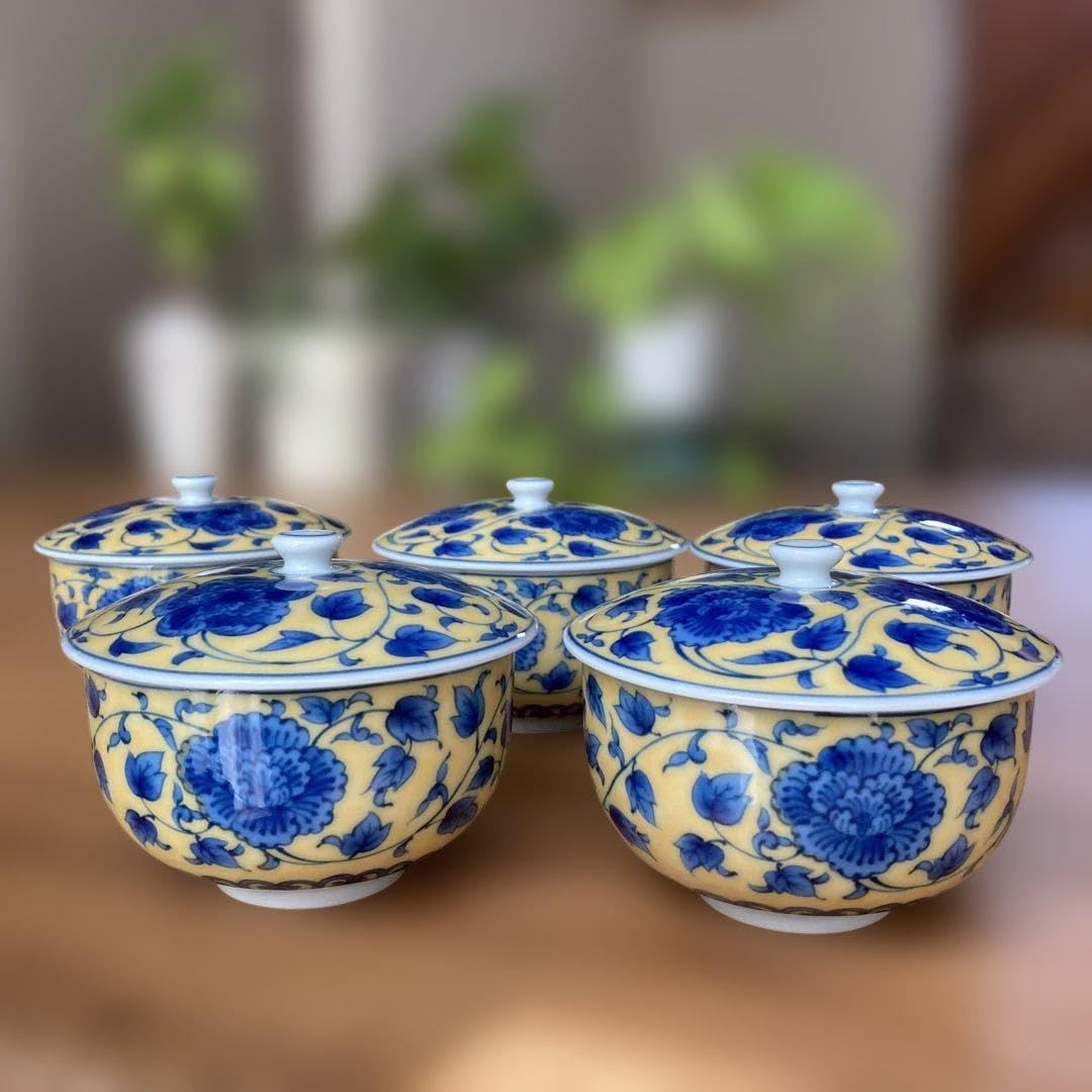 有田焼 幸楽窯 染錦間取地紋見込菊 金襴手 輪花 大鉢 染錦菊見込 銘々