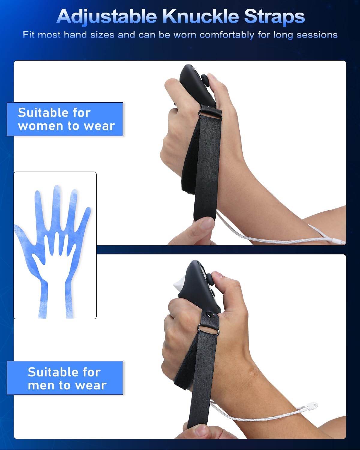 Controller Grip for Meta Quest 3S Oculus Quest 3 VR Accessories Grips Cover for VR Touch Controllers Straps Silicone Covers Protector with Non-Slip Thumbstick Covers 1Pair Black - Image 5