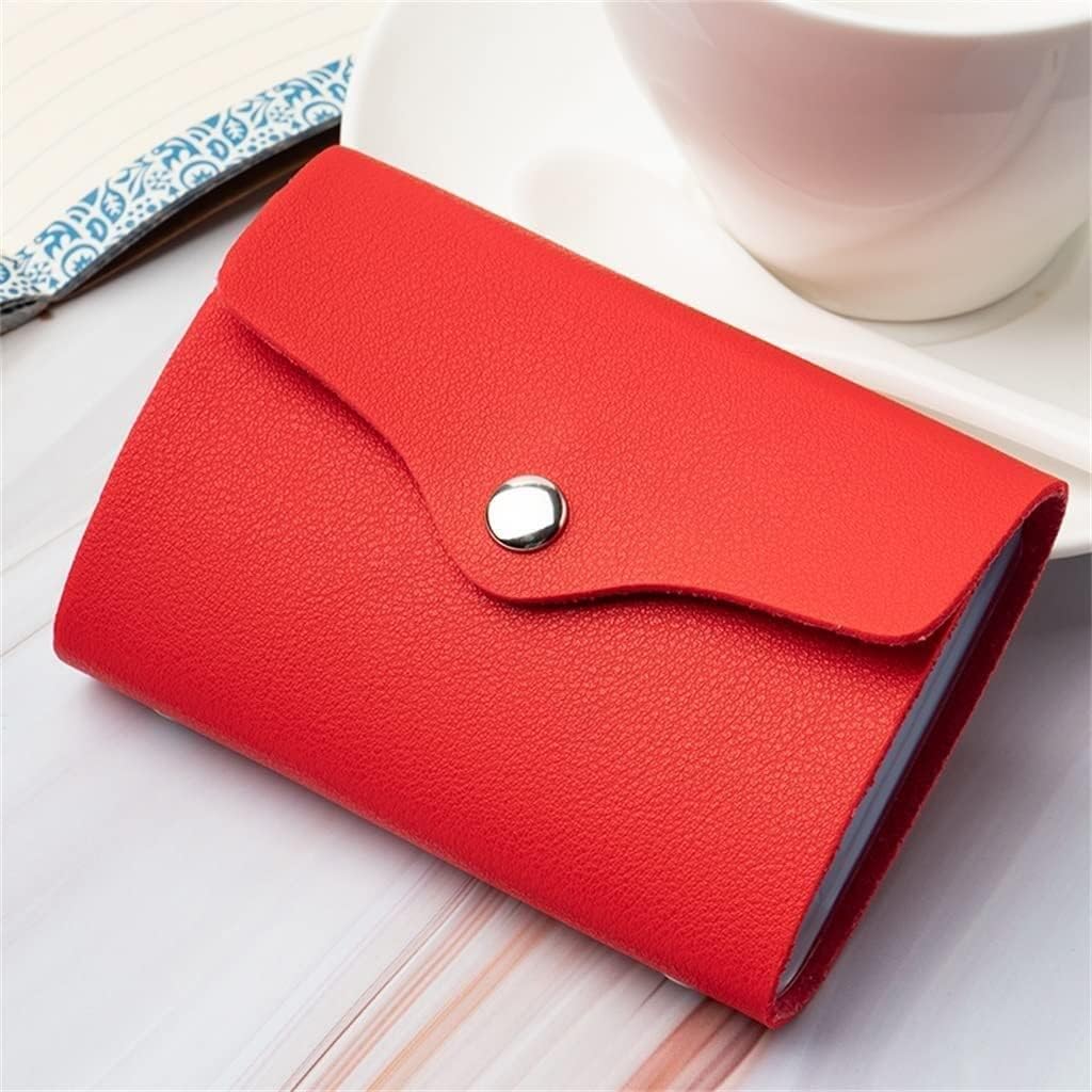 Card Holder Women's Card Holder Multi-Card Slot Men's Large Capacity ID Holder (Color : Red, Size