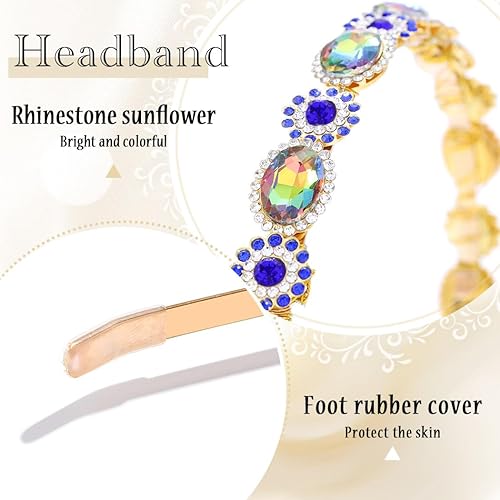 Miniatura 6 de Diadema de diamantes de imitación hecha a mano con cristales de girasol, vintage, banquete, boda, fecha, accesorios para el cabello para mujeres y