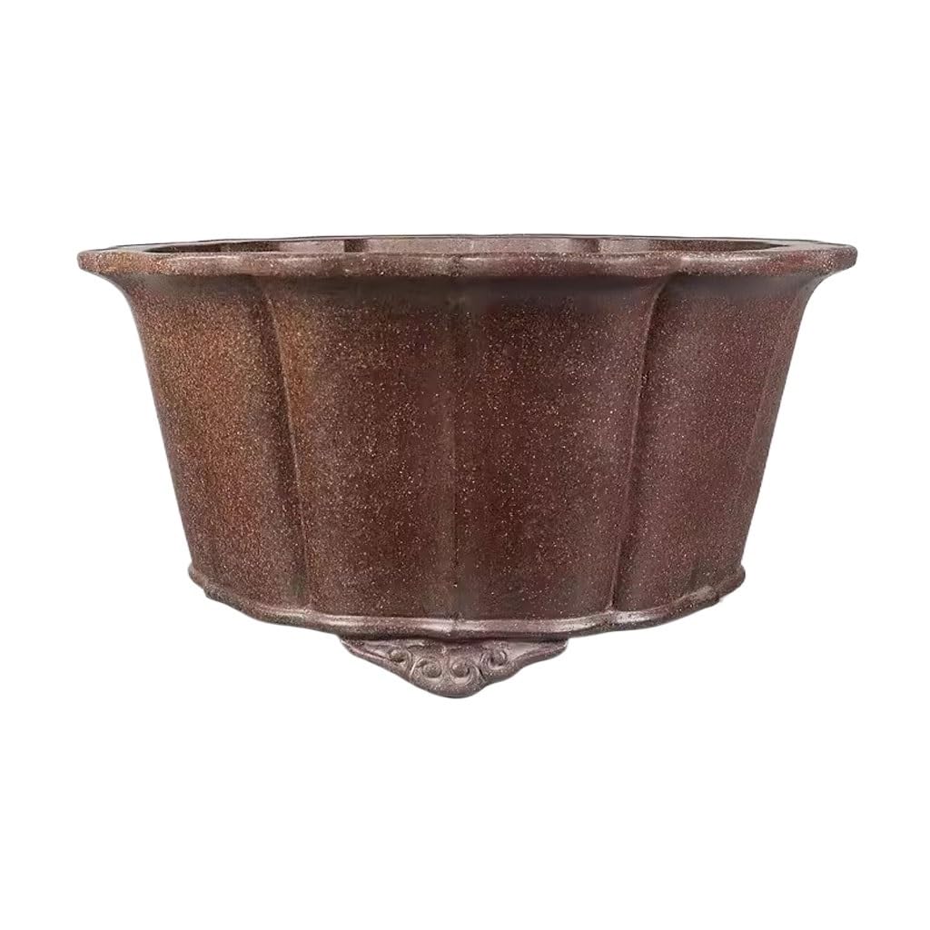 GELASIGE Flower Pots Planter 18-inch Purple Clay Bonsai Planter Handmade Chrysanthemum Wheel Planter Outdoor Flower Pots