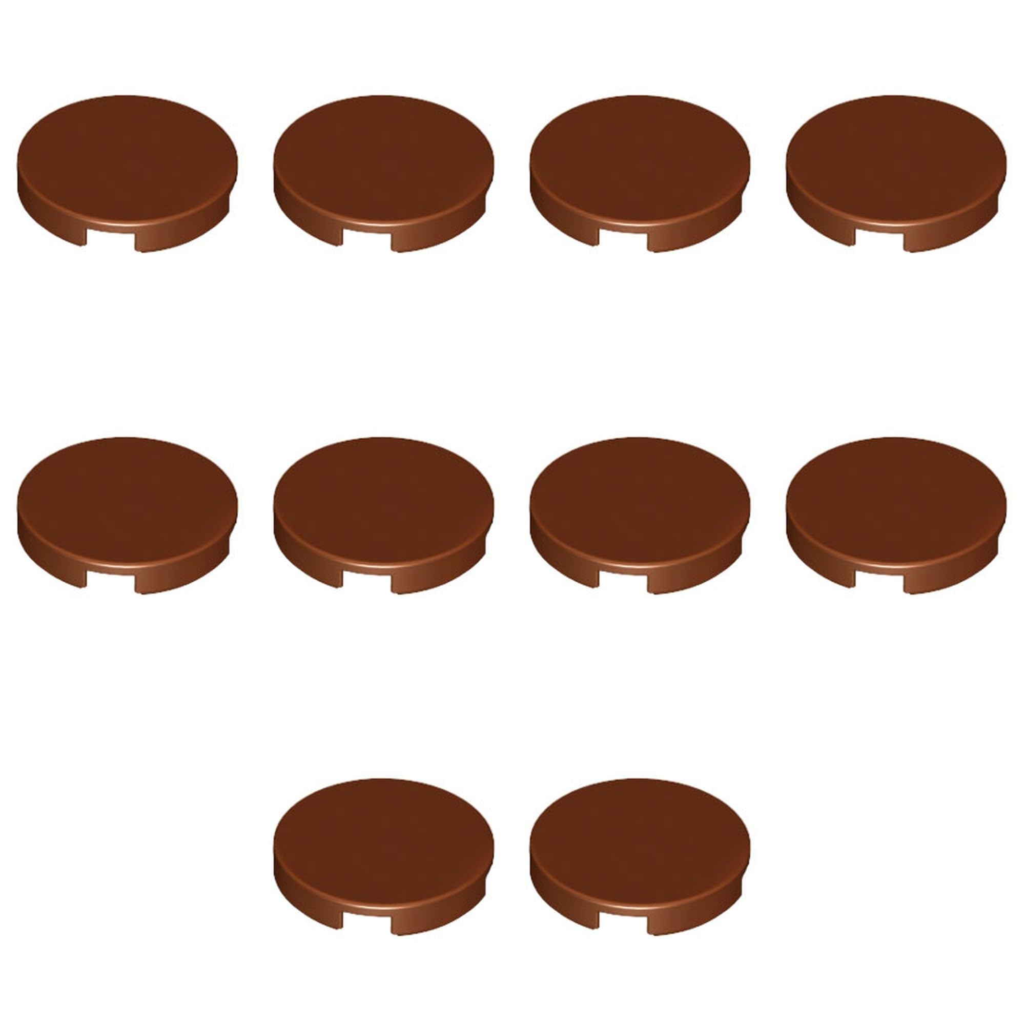 LEGO Tile, Round 2 x 2 with Bottom Stud Holder, Part 14769 (Reddish Brown, 10, Bricks)