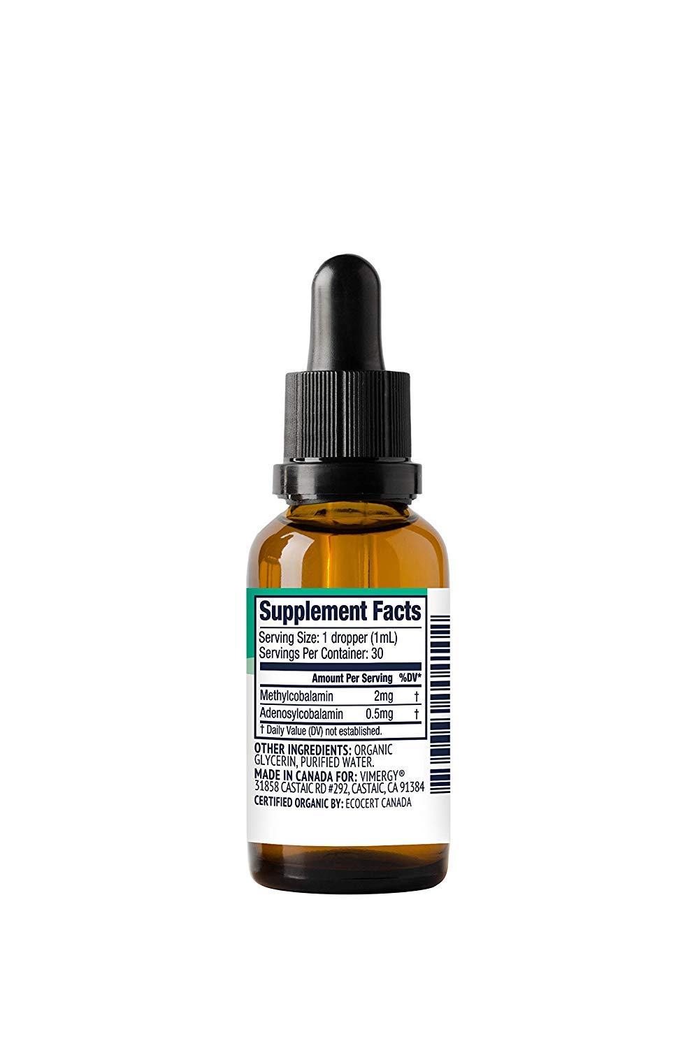 Vimergy Vitamine B 12 Liquide – 30 ml – Vitamine B12 Liquide Végane – Soutient le Système Nerveux Cérébral – Saveur Naturellement Sucrée –Sans Sucre Raffiné, Gluten ni OGM, Céto et Paléo-amical