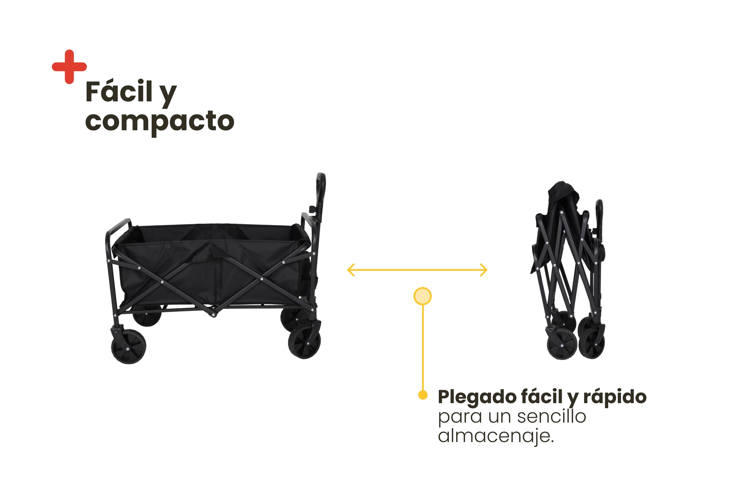 Carro Playa Robusto con Ruedas 360° – Carro Plegable con Ruedas de Alta Capacidad, Manejo Suave y Diseño Compacto para Cualquier Terreno