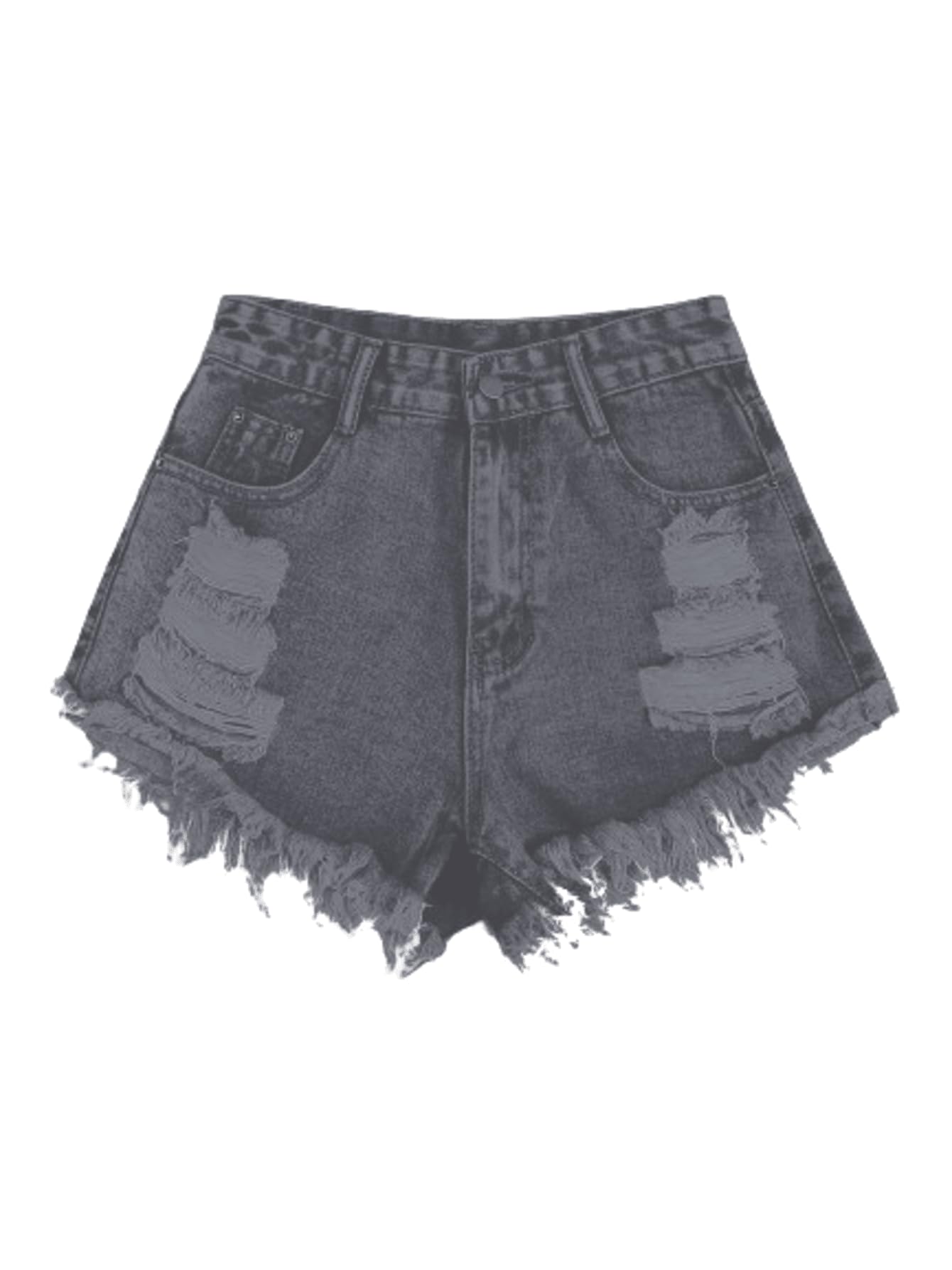 AahwanWomen's & Girls Solid Raw Hem Ripped Denim Shorts